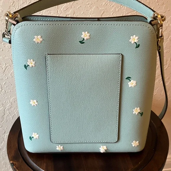 Kate Spade:Darcy Aphrodite Mint Green Floral Small Bucket CrossbodyBag- GoldTone - Picture 9 of 16